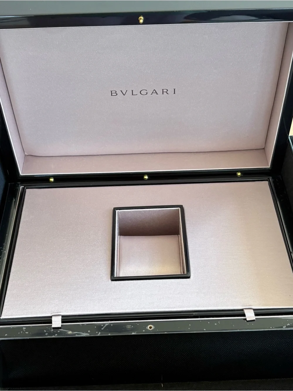 BVLGARI Black Lacquered Jewelry Box with Blush Interior
